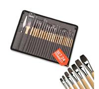 Avilia - Juego de 24 Pinceles de Pintura, Puntas de Nailon anticaída, Mango de Madera ergonómico y virola antioxidante, Ideales para: acrílico, Acuarela, Aceite y guache, para Varias Superficies