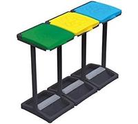 Avilia Juego de 3 cubos de basura con tapas de colores | Cubo de basura para recogida selectiva | Porta bolsas para residuos | Cubo de basura con compartimentos para bolsas de 110 l