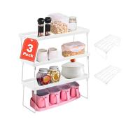 Avilia Juego de 3 estantes Plegables para Ahorrar Espacio, Color Blanco, Ideales para casa u Oficina, para Ahorrar Espacio en la Cocina, fáciles de Montar y de Guardar, 30 x 20 x 15,3 cm