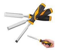 Avilia Juego de 4 cinceles para madera de 8-12-20-26 mm, ideales para escultura y restauración, con mangos de plástico bicomponente antideslizantes y ergonómicos