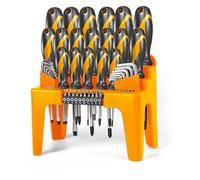 Avilia Juego de destornilladores y llaves hexagonales - Kit de herramientas de trabajo con 17 destornilladores, 16 llaves y 10 insertos, punta magnética, mangos ergonómicos y estuche, de acero Cr-V