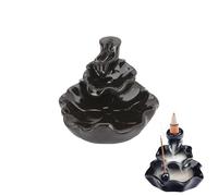 Avilia Juego de Incienso en Cascada con Incienso y Pinzas - Porta Incienso de cerámica Negro, diseño Elegante para decoración del hogar y Estudio, Incluye Incienso de Cono y Pinzas para gestión