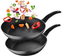 Avilia Juego de sartenes antiadherentes de 22 y 26 cm con fondo de inducción - Cocina saludable en todas las superficies de cocción, de aluminio reciclado, mango de baquelita, rendimiento y seguridad