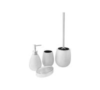 Avilia Kit de Accesorios de baño de cerámica Plateada - Juego de baño de 4 Piezas, con dispensador, portacepillos de Dientes, jabonera y escobilla