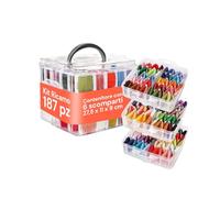 Avilia Kit de bordado de 150 hilos de colores, caja de 3 niveles con 6 compartimentos, accesorios incluidos para punto de cruz y pulseras, ideal para principiantes y bordado creativo
