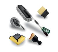 Avilia - Kit de Limpieza de Coche Profesional de 5 Piezas de Microfibra para casa y Coche, con Cepillo telescópico, Pinceles y paños Suaves para Limpieza Profunda y Secado sin arañazos