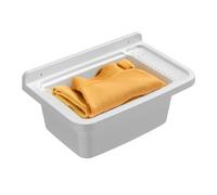 Avilia Lavadero de exterior - Lavabo de pared para lavar ropa a mano, ideal para jardines, terrazas, camping, con superficie antideslizante, de resina, 50 x 35 x 24 cm, blanco