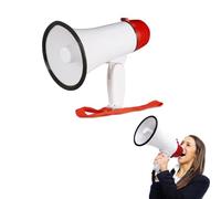 Avilia Megáfono para Aficionados y Eventos - Amplificador de Voz y Canciones para Eventos Deportivos y reuniones - Blanco y Rojo