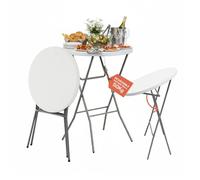 Avilia Mesa Plegable Redonda Blanca de 80 cm de diámetro con Tablero de Resina y Estructura de Acero Plegable para Interior y Exterior, diseño Moderno, fácil de Usar y Ahorra Espacio