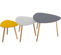 Avilia Mesas para Decorar tu Sala de Estar, balcón o Dormitorio - Juego de 3 mesas Bajas de Madera para Sala de Estar - Mesas Bajas de café - Mostaza - Gris y Gris ratón 34 cm, 47 cm, 60 cm