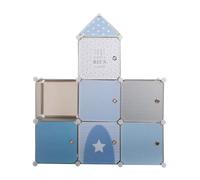 Avilia Mueble de Almacenamiento con 7 estantes cúbicos con Puerta, diseño de Castillo para niños, Ideal para Dormitorio y habitación de Juegos, de Poliuretano, 94,5 x 109 x 32 cm, Multicolor
