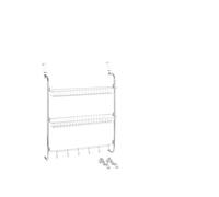 Avilia Organizador de puerta para cocina y baño - Organizador de utensilios y botellas con 2 cestas y 6 ganchos, de PVC, 59 x 78,5 x 16,5 cm, cromado