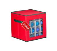 Avilia Organizador para 64 bolas de Navidad de TNT 30 x 30 x 30 cm con ventana frontal transparente, compartimentos modulares y cremallera robusta para decoración navideña, fácil de guardar y