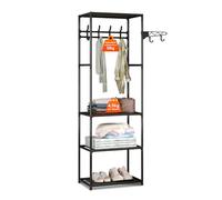 Avilia Perchero y zapatero que ahorra espacio - Organizador vertical con 3 estantes, barra para perchas y robusto marco de acero y estantes de TNT - Capacidad de 4,5 kg por estante