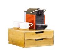 Avilia Portacápsulas de bambú con 2 cajones - Organizador multifuncional para cápsulas de café, infusiones y azúcar - Gran capacidad, ecológico y resistente