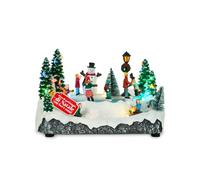 Avilia Silentpark - Pueblo de Navidad Animado con Patinadores en Movimiento, Luces LED cálidas y música navideña, decoración Pintada a Mano para el hogar, Mesa