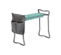 Avilia Silla de jardín Plegable - Taburete con Bolsa para Herramientas, 2 Posiciones, Plegable, de Hierro y Tela Oxford, 60 x 49 x 27,5 cm, Gris y Verde