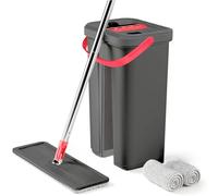 Avilia Tana - Cubo automático para mopa con 2 mopas de Microfibra y depósito de 4 litros - Sistema de escurrido Integrado, Cubo Plegable