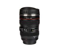 Avilia Taza con forma de objetivo de cámara - Taza para té y café con diseño de lente de cámara, de acero, 9 x 9 x 15 cm, 350 ml, negro