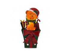 Avilia Teddy BearGift - Oso navideño luminoso en caja de regalo, luz LED cálida, tamaño 15 x 15 x 25,5 cm, alimentación a pilas