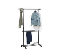 Avilia Tendedero móvil con Amplia Superficie de tendido - Perchero para Ropa con Ruedas, Ajustable, Ideal para Interiores y Exteriores, Color Negro, de Metal, 145 x 41 x 160 cm