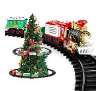Avilia Tren eléctrico en Movimiento con vagones, rieles de diámetro 89 cm con Luces y Sonidos navideños, Apto para árboles de hasta 2,30 m - Ideal como decoración navideña