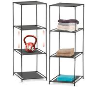 Avilia Zapatero Ahorra Espacio con 3 estantes de Tela - Juego de 2 estantes modulares 34 x 34 x 98 cm - Librería versátil para baño, Cocina y salón, Ligero y Resistente para Objetos de Uso Diario,