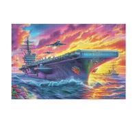 Avión de Buque de Guerra al Atardecer mar Colorida Flores Puzzle 1000 Piezas Cochetón Resistente Rompecabezas Familiar para Toda La Familia Juguete Educativo 3D Maquetas Construir 1000 PCS