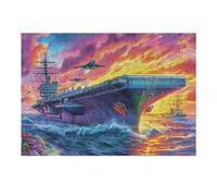 Avión de Buque de Guerra al Atardecer mar Colorida Flores Puzzle 300 Piezas Juguete Educativo Familiar Rompecabezas 3D para Hombres Y Mujeres Construir Maquetas Desafío Intelectual 300 PCS