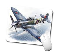 Avión De Combate Británico Spitfire De La Segunda Guerra Mundial Alfombrilla De Ratón Bordes Cosidos Alfombrilla De Escritorio Portátil Mousepad para Oficina Hogar Ordenador 25X30Cm
