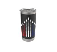 Avión de combate de Estados Unidos, bandera americana roja, blanca y azul Vaso térmico de acero inoxidable de doble pared