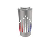 Avión de combate de Estados Unidos, bandera americana roja, blanca y azul Vaso térmico de acero inoxidable de doble pared