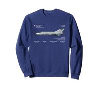 Avión de Combate MiG-21 - Diseño de Aviones soviéticos de la Guerra Fría Sudadera, Unisex para Adultos, Azul Marino, XL