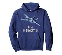 Avión de Combate Militar Estadounidense F14 Tomcat Sudadera con Capucha, Unisex para Adultos, Azul Marino, XL