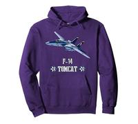 Avión de Combate Militar Estadounidense F14 Tomcat Sudadera con Capucha, Unisex para Adultos, Morado, M