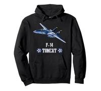 Avión de Combate Militar Estadounidense F14 Tomcat Sudadera con Capucha, Unisex para Adultos, Negro, M
