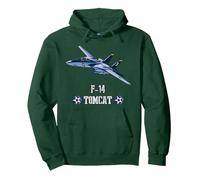 Avión de Combate Militar Estadounidense F14 Tomcat Sudadera con Capucha, Unisex para Adultos, Verde Bosque, M
