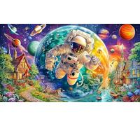 Avión de Combate sobre un Pueblo de fantasía Rompecabezas de 1000 Piezas para Adultos - Cartón Reciclado para Decoración 38x52cm/1000pcs