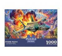 Avión de Guerra sobre un Pueblo (1000 Piezas) para Adultos y Adolescentes: Avión en Escena de Fuego. Tablero Reciclado Premium. Gran Idea para Regalo. 38 x 26 cm (1000 Piezas).