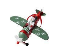 Avión de metal, Papá Noel, reno y muñeco de nieve para colgar. Agregan fantasía y encanto a sus vacaciones. (C, 12.5x12x5cm)