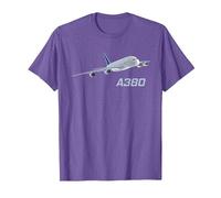 Avión de pasajeros A380, aerolínea, Jet, avión Camiseta, Hombre, Morado Jaspeado, L