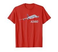 Avión de pasajeros A380, aerolínea, Jet, avión Camiseta, Hombre, Rojo, XXL