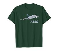Avión de pasajeros A380, aerolínea, Jet, avión Camiseta, Hombre, Verde Bosque, M