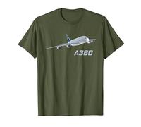 Avión de pasajeros A380, aerolínea, Jet, avión Camiseta, Hombre, Verde Oliva, L