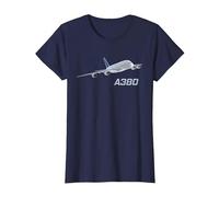 Avión de pasajeros A380, aerolínea, Jet, avión Camiseta, Mujer, Azul Marino, S