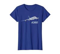 Avión de pasajeros A380, aerolínea, Jet, avión Camiseta, Mujer, Azul Real, XS