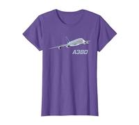 Avión de pasajeros A380, aerolínea, Jet, avión Camiseta, Mujer, Morado Jaspeado, M
