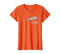 Avión de pasajeros A380, aerolínea, Jet, avión Camiseta, Mujer, Naranja, L