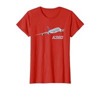 Avión de pasajeros A380, aerolínea, Jet, avión Camiseta, Mujer, Rojo, M