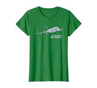 Avión de pasajeros A380, aerolínea, Jet, avión Camiseta, Mujer, Verde Kelly, XS